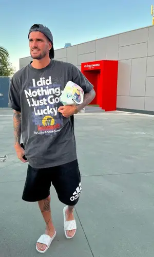 Rodrigo De Paul wearing Louis Vuitton sandal