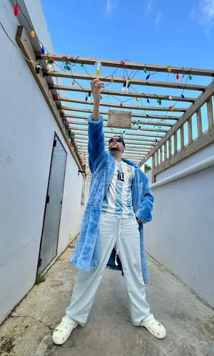 Bad Bunny wearing Adidas jersey