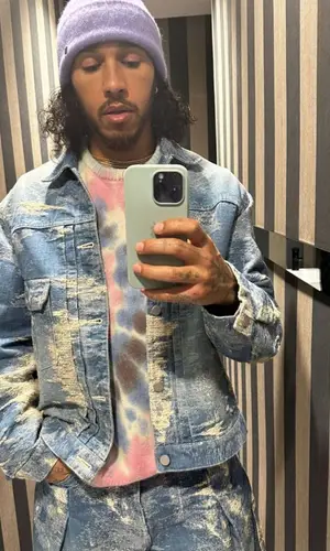 Lewis Hamilton wearing Harden sweater