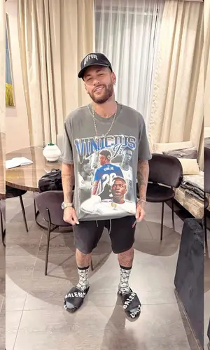 Neymar wearing Balenciaga sandal
