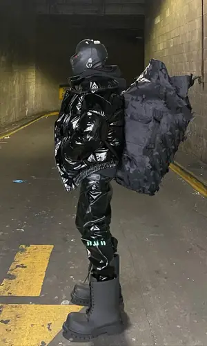 Bloody Osiris’ Outfit in Vetements Jacket, Off-White Backpack & Post Archive Faction (2022)