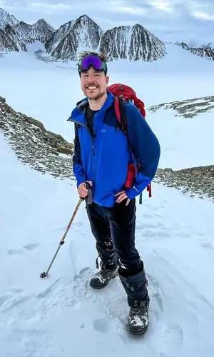 MrBeast wearing Mountain Hardwear backpack