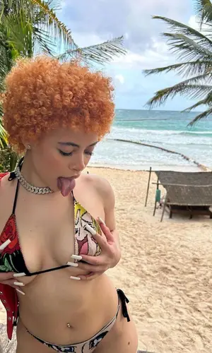 Ice Spice wearing 1XBlue swimwear