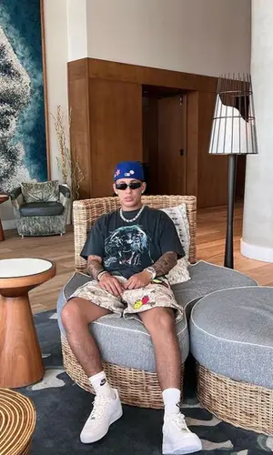 Rvssian’s Outfit in Represent T-Shirt, Prada Eyewear & Nike Socks (2023)