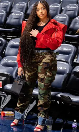 Jordyn Woods wearing Hermes bag