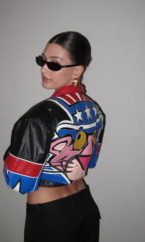 Hailey Bieber wearing Vintage jacket