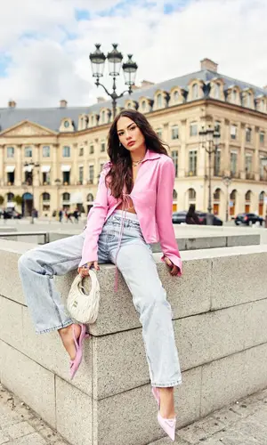 Demet Özdemir wearing Alexander Wang jeans