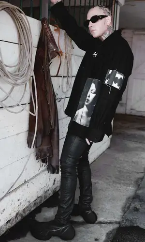 Blackbear’s Outfit in Enfants Riches Deprimes Shirt, Saint Laurent Jeans & Prada Eyewear (2023)