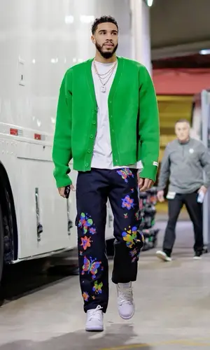 Jayson Tatum wearing Louis Vuitton pants