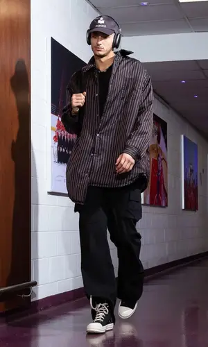 Kyle Kuzma wearing Isabel Marant cap