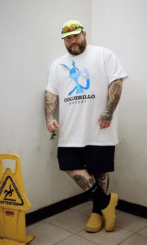 Action Bronson wearing Aime Leon Dore sandal