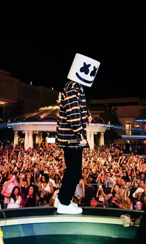 Marshmello wearing Nike sneakers