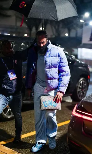 James Harden wearing Dior pants