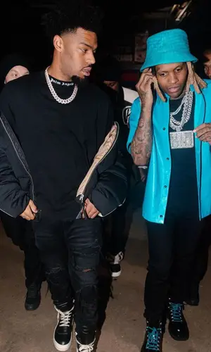 Lil Durk wearing Bottega Veneta hat