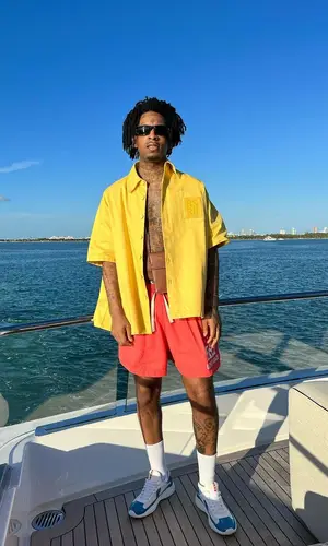21 Savage wearing Lost Daze shorts