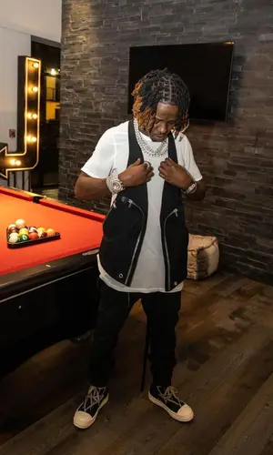 Jackboy wearing Rick Owens pants