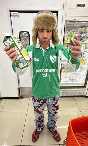 Yung Hurn wearing Chemist jeans