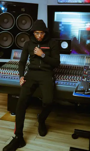 London On Da Track wearing Prada sweatshirt