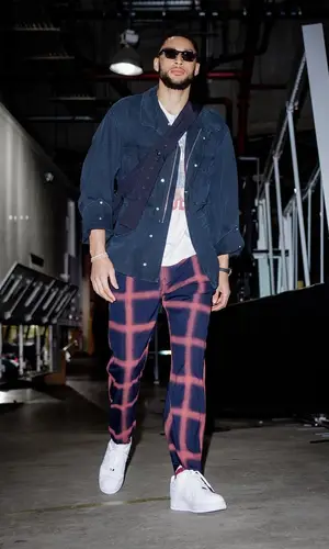 Ben Simmons’ Outfit in Rhude T-Shirt, Marni Trousers & Bottega Veneta Bag (2023)