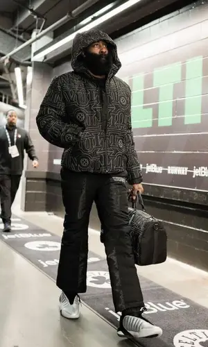 James Harden wearing Louis Vuitton pants
