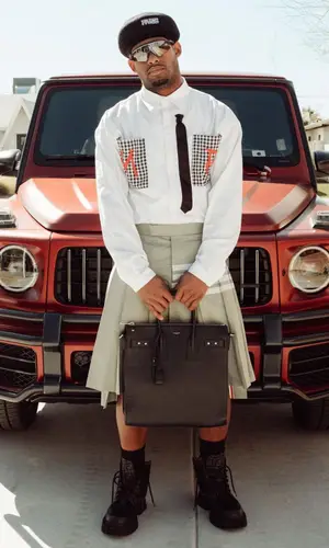 JuJu’s Outfit in Thom Browne Shorts, Oakley Eyewear & Kenzo Hat (2023)