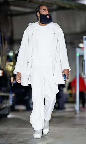James Harden wearing Bottega Veneta shirt