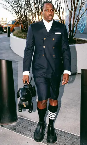 Pusha T wearing Thom Browne boots