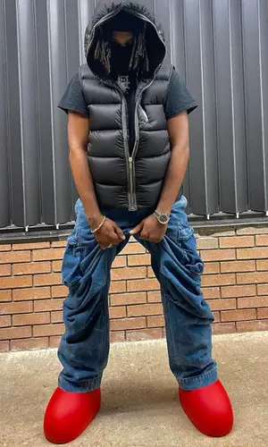 Snot’s Outfit in Rick Owens Jacket, We11done Pants & MSCHF Boots (2023)