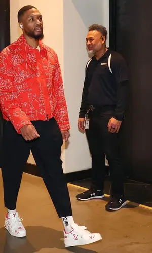 Damian Lillard wearing Issey Miyake pants