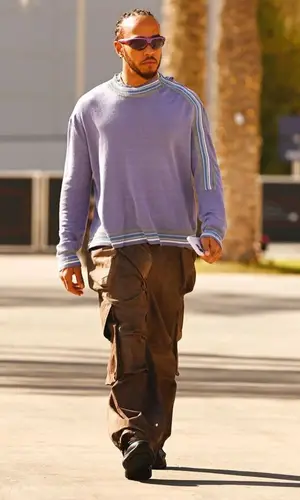 Lewis Hamilton wearing Kiko Kostadinov sweater