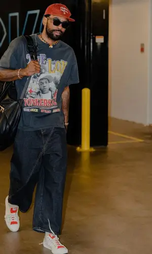 Kyrie Irving wearing The Lox Merch t-shirt