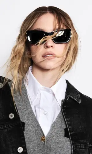 Sydney Sweeney wearing Miu Miu eyewear