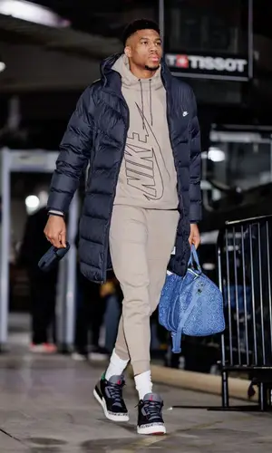 Giannis Antetokounmpo wearing Nike jacket