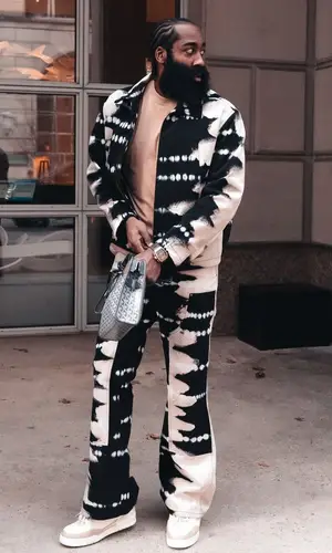 James Harden wearing Louis Vuitton pants