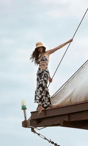 Nina Dobrev wearing Lemlem top