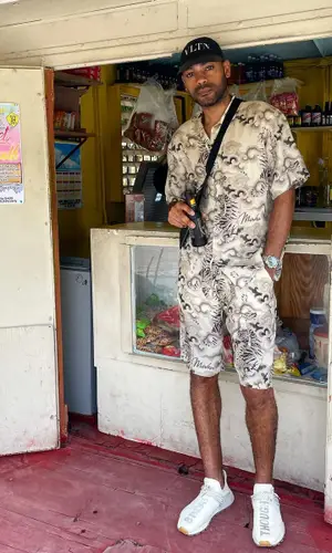 Kano wearing Maharishi shorts