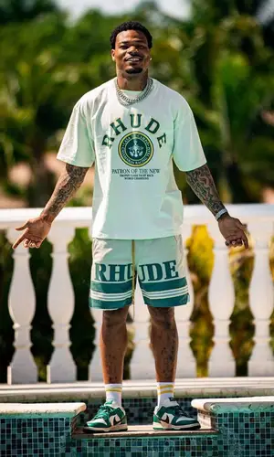 Derwin James wearing Rhude shorts