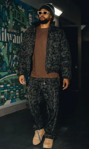 Patty Mills’ Outfit in Ksubi Jacket & Off-White Sneakers (2023)