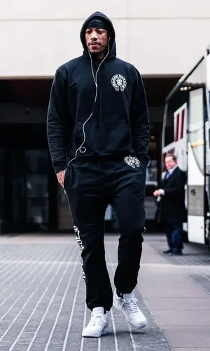 Demar Derozan wearing Chrome Hearts pants