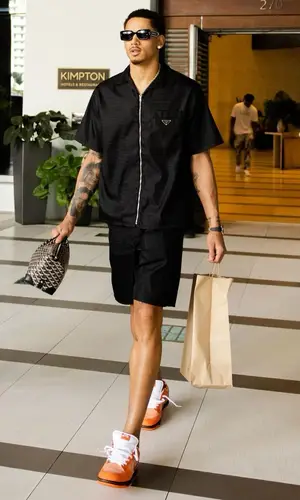 Juan Toscano-Anderson’s Outfit in Prada Shirt, Goyard Bag & Dior Eyewear (2023)