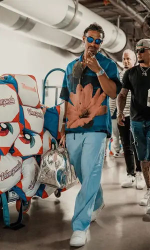 Francisco Lindor wearing Dries Van Noten pants