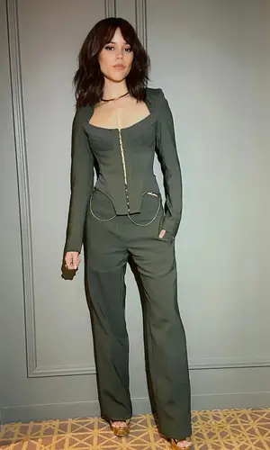 Jenna Ortega wearing Dion Lee trousers