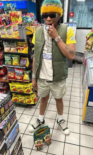 Lil Migo wearing Gallery Dept. t-shirt