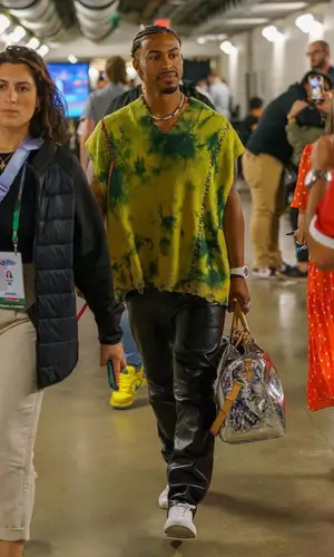 Francisco Lindor wearing Celine jeans