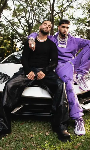 Anuel AA wearing Amiri hoody