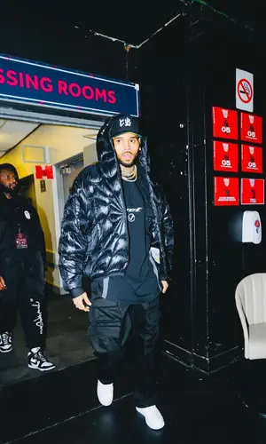 Chris Brown wearing Vetements t-shirt