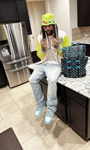 Money Man wearing Amiri jeans