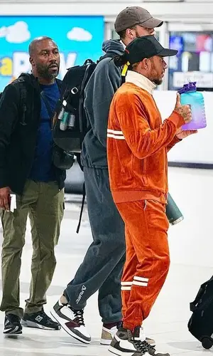 Lewis Hamilton wearing Dsquared2 cap