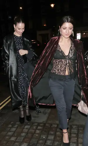 Lily James wearing Versace bag