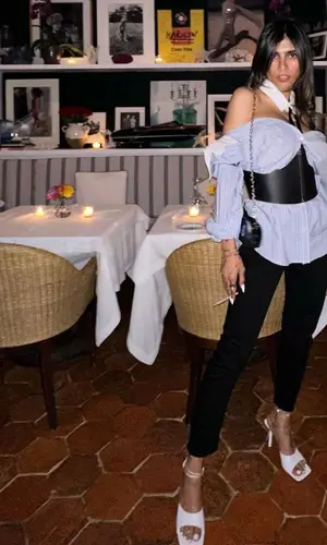 Mia Khalifa wearing Lanvin bag